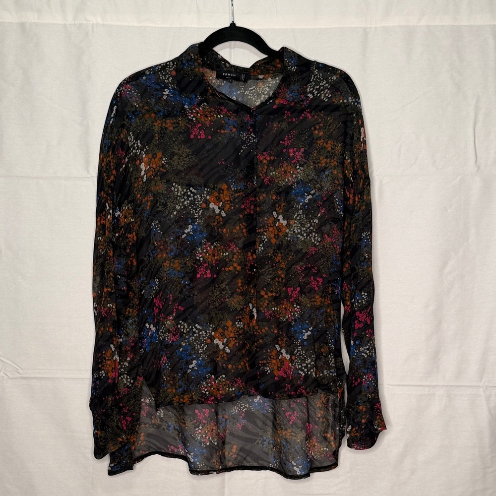Elegant Floral Women's Blouse - Black and Multicolor